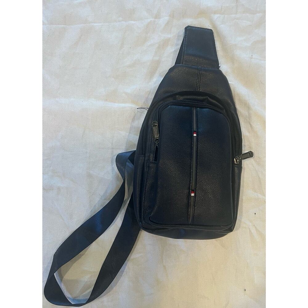 West End Black Faux Leather Crossbody Sling Bag Backpack with Adjustable Strap